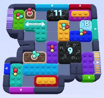 Color Block Jam level 1250 / 1243 / 2154: screenshot of the board