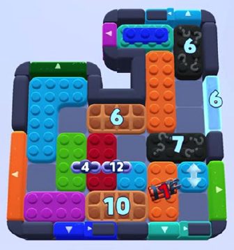 Color Block Jam level 1054: screenshot of the board