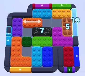 Color Block Jam level 1529: screenshot of the board