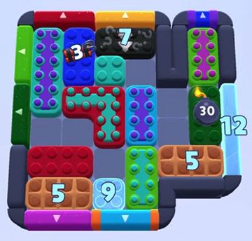 Color Block Jam level 1067: screenshot of the board
