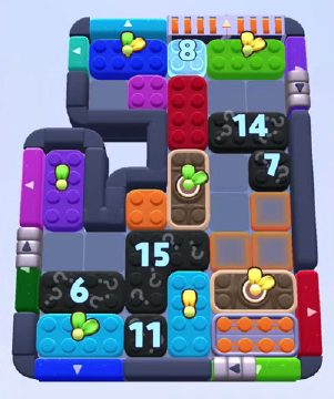 Color Block Jam level 1217: screenshot of the board