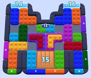 Color Block Jam level 1495 / 1457 / 1488 / 1491 / 1492: screenshot of the board