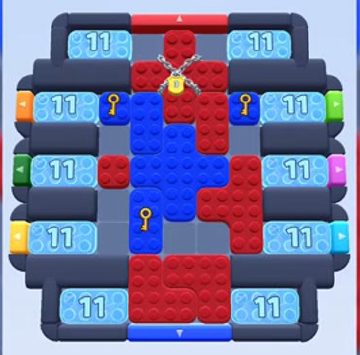 Color Block Jam level 68: screenshot of the board