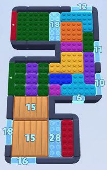 Color Block Jam level 72: screenshot of the board