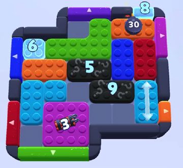 Color Block Jam level 1097: screenshot of the board