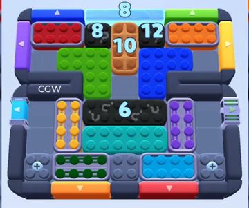 Color Block Jam level 888: screenshot of the board
