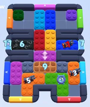 Color Block Jam level 1058 / 1973: screenshot of the board