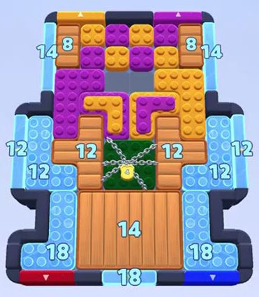 Color Block Jam level 1606 / 1608 / 1665 / 2597: screenshot of the board