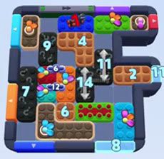 Color Block Jam level 1224 / 1218 / 1222 / 2130: screenshot of the board