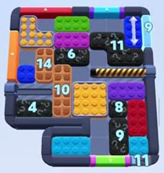 Color Block Jam level 1322 / 1333 / 2240: screenshot of the board