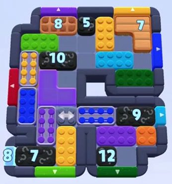 Color Block Jam level 1449: screenshot of the board