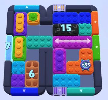 Color Block Jam level 1023: screenshot of the board