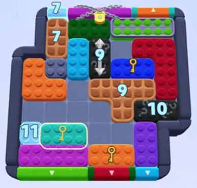 Color Block Jam level 1369: screenshot of the board