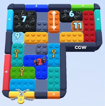 Color Block Jam level 955: screenshot of the board