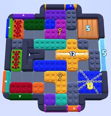 Color Block Jam level 1591 / 1595 / 1600: screenshot of the board