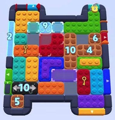 Color Block Jam level 1457 / 1460 / 1461: screenshot of the board
