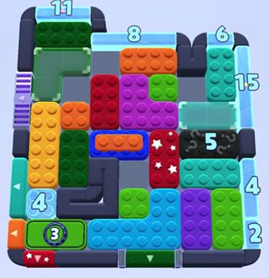 Color Block Jam level 1542 / 1543 / 1548: screenshot of the board