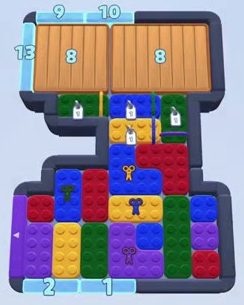 Color Block Jam level 107: screenshot of the board