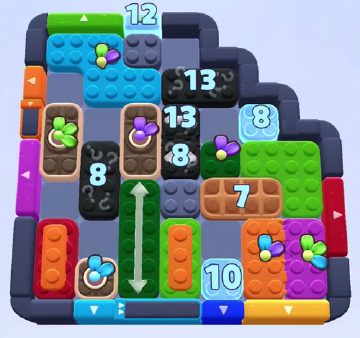 Color Block Jam level 1251 / 1246 / 2122: screenshot of the board