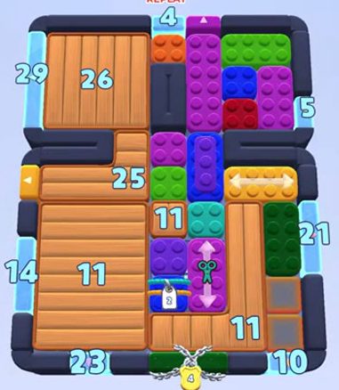 Color Block Jam level 1604 / 1616 / 1675 / 2607: screenshot of the board