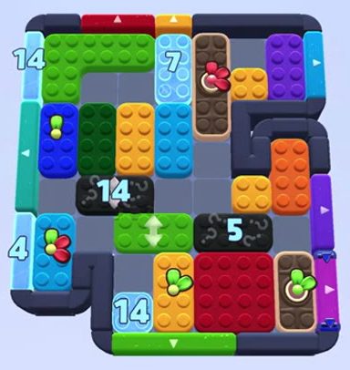 Color Block Jam level 1384 / 1385 / 1381 / 1395 / 2303: screenshot of the board