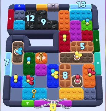 Color Block Jam level 1233 / 1231 / 2125: screenshot of the board