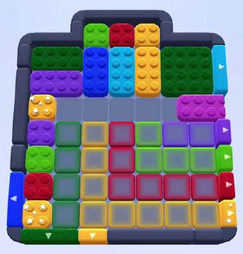 Color Block Jam level 121: screenshot of the board