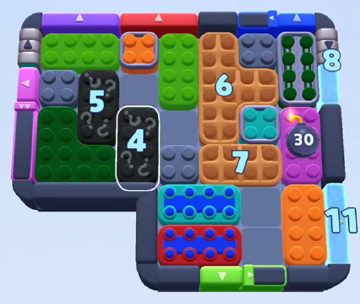 Color Block Jam level 1136: screenshot of the board