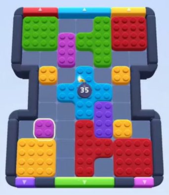 Color Block Jam level 71: screenshot of the board