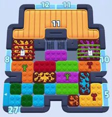 Color Block Jam level 1709 / 1857 / 2716: screenshot of the board