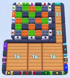 Color Block Jam level 1672 / 1678 / 2668: screenshot of the board