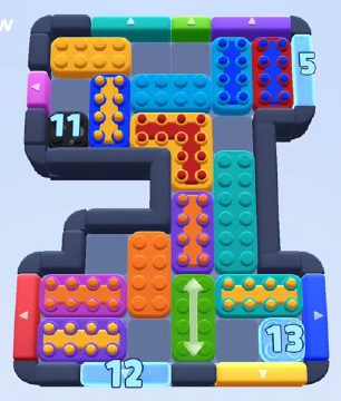 Color Block Jam level 1084: screenshot of the board