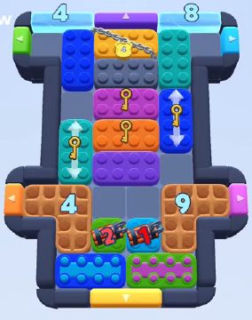 Color Block Jam level 1043 / 1958: screenshot of the board