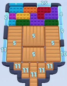 Color Block Jam level 157: screenshot of the board