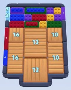 Color Block Jam level 125: screenshot of the board
