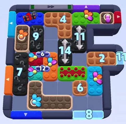 Color Block Jam level 1222: screenshot of the board