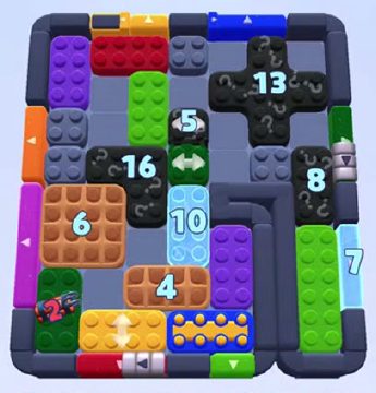 Color Block Jam level 1307 / 1308 / 1320 / 2214: screenshot of the board