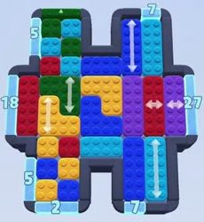 Color Block Jam level 223: screenshot of the board
