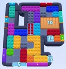 Color Block Jam level 1185: screenshot of the board