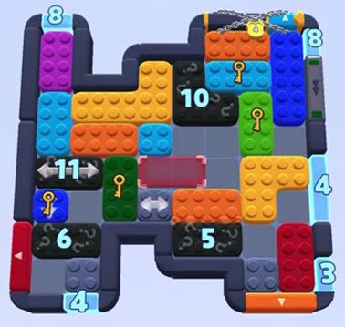 Color Block Jam level 1454 / 1451 / 1456 / 1458 / 1501: screenshot of the board