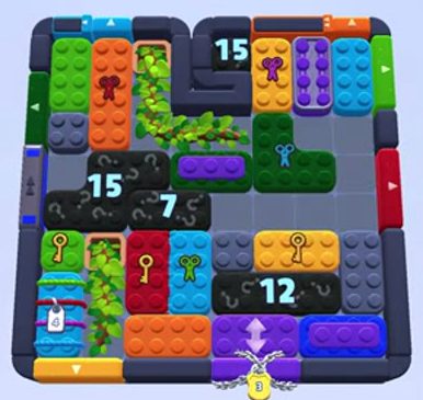 Color Block Jam level 1594 / 1596 / 1601: screenshot of the board