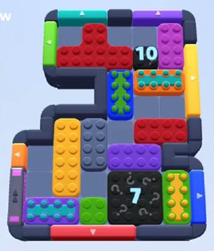 Color Block Jam level 1087: screenshot of the board