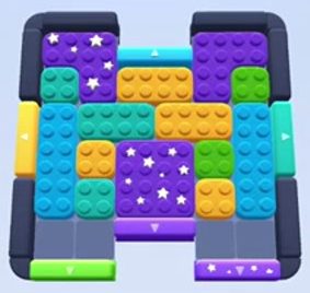 Color Block Jam level 38: screenshot of the board