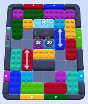 Color Block Jam level 223: screenshot of the board