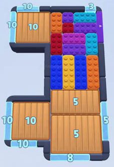 Color Block Jam level 124: screenshot of the board