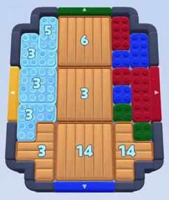 Color Block Jam level 68: screenshot of the board