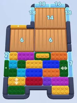Color Block Jam level 54: screenshot of the board