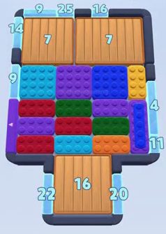 Color Block Jam level 135: screenshot of the board