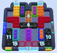 Color Block Jam level 1363 / 1387 / 2295: screenshot of the board