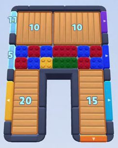 Color Block Jam level 43: screenshot of the board